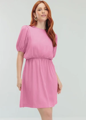 Angel - Vestido Curto Viscose Lisa Rosa - ANGEL