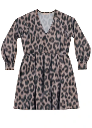 Angel - Vestido Curto Viscose Lurex Marrom - ANGEL