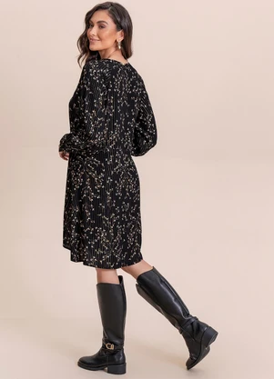 Angel - Vestido Curto Viscose Lurex Preto - ANGEL