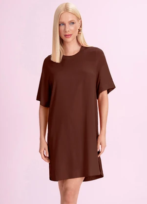 Angel - Vestido Curto Viscose Marrom - ANGEL