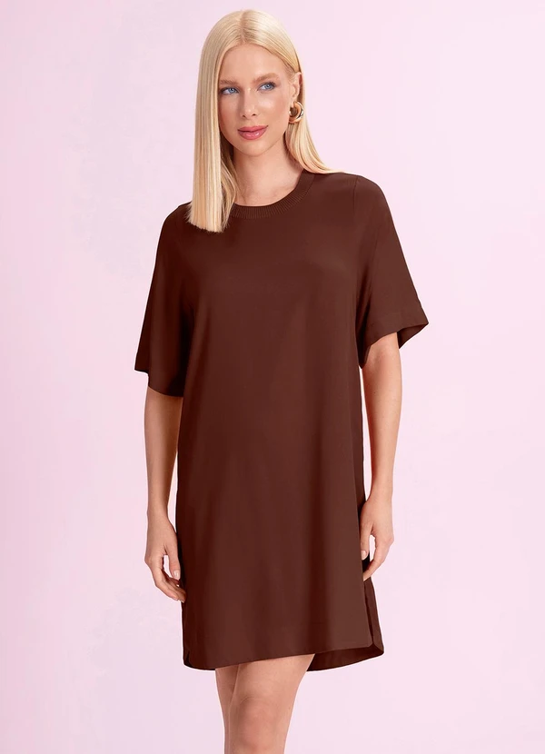 Angel - Vestido Curto Viscose Marrom