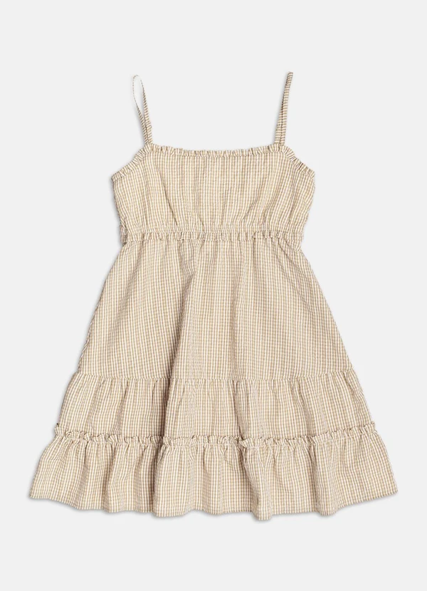 Authoria - Vestido Curto Xadrez Bege