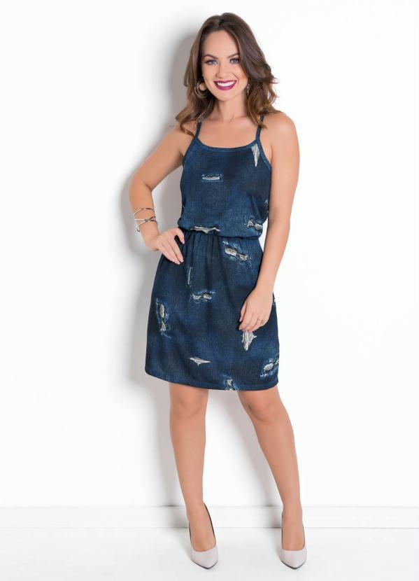 Moda Pop - Vestido de Alça com Estampa Jeans 3