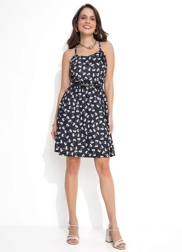 Moda Pop - Vestido de Alça Estampa de Laço 3