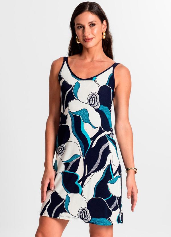 Rovitex - Vestido de Alça Estampado Azul 3