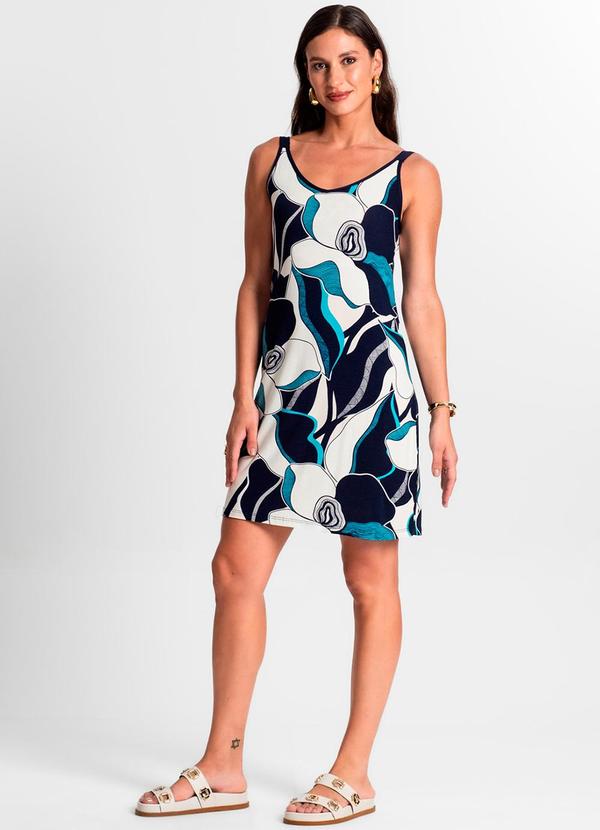 Rovitex - Vestido de Alça Estampado Azul 4