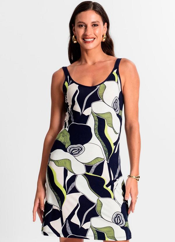 Rovitex - Vestido de Alça Estampado Verde