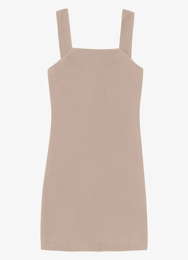 Veev - Vestido de Alça Feminino Curto Ribana Maxi Bege