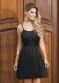 Moda Pop - Vestido de Alça Estampa de Laço - variação: Preto