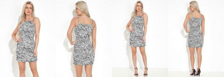 Vestido de Alas com Elstico nas Laterais Zebra