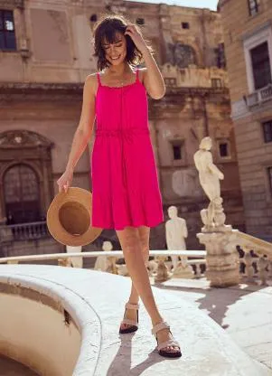 bonprix - Vestido de Alcinha com Amarração Pink - BONPRIX