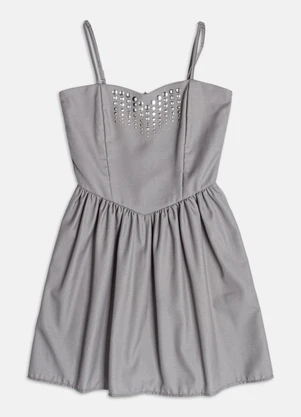 Authoria - Vestido de Alfaiataria Cinza com Tachas  Cinza - AUTHORIA