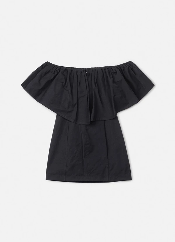 Authoria - Vestido de Alfaiataria Preto Ombro a Ombro Preto