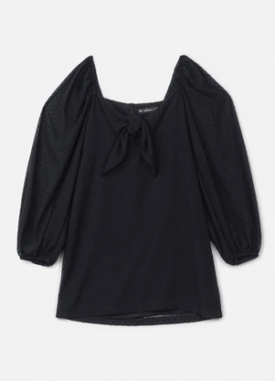 Authoria - Vestido de Chiffon Preto Poá Texturizado Preto - AUTHORIA