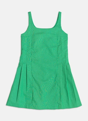 Authoria - Vestido de De Linho com Pregas  Verde - AUTHORIA