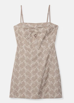 Authoria - Vestido de Laise Bege Bordado Bege - AUTHORIA