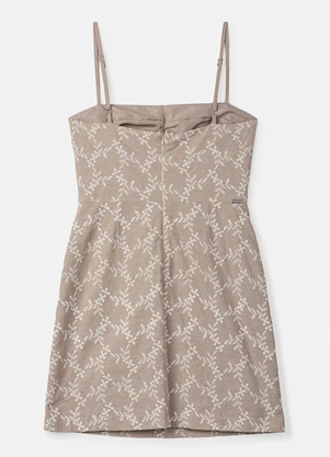 Authoria - Vestido de Laise Bege Bordado Bege - AUTHORIA