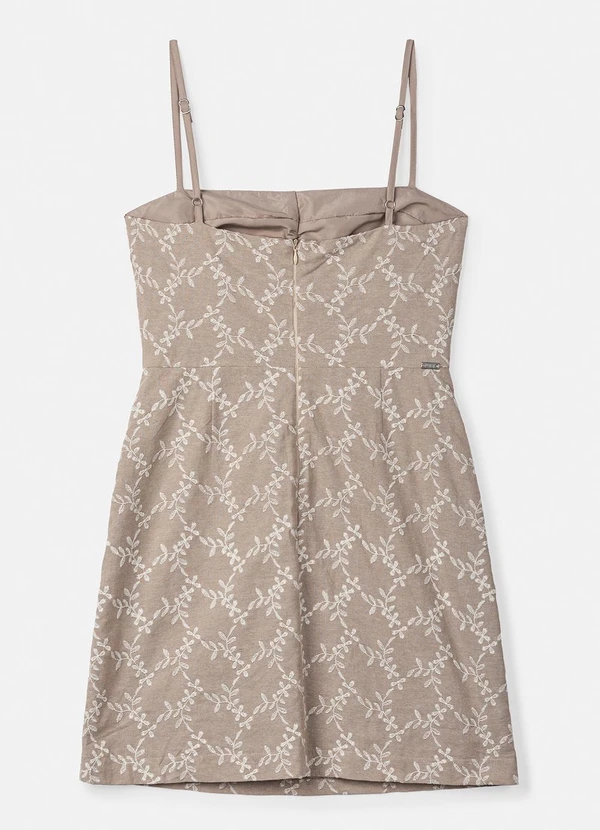 Authoria - Vestido de Laise Bege Bordado Bege 2