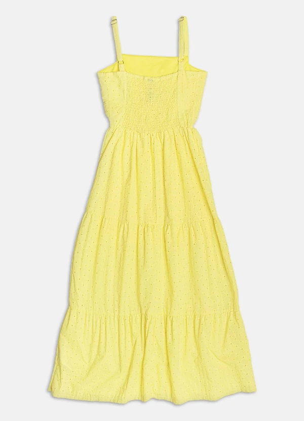 Authoria - Vestido de Laise com Detalhes Vazados Amarelo 2