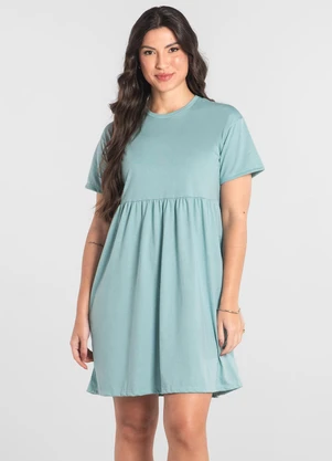 Just Basic - Vestido de Manga Curta em AlgodãoAzul - JUST BASIC