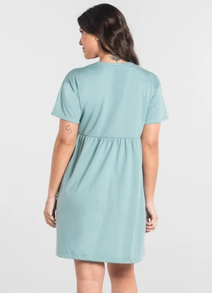 Just Basic - Vestido de Manga Curta em AlgodãoAzul - JUST BASIC