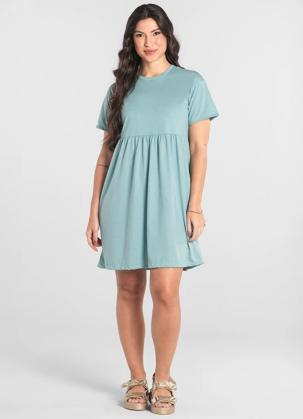 Just Basic - Vestido de Manga Curta em AlgodãoAzul 3