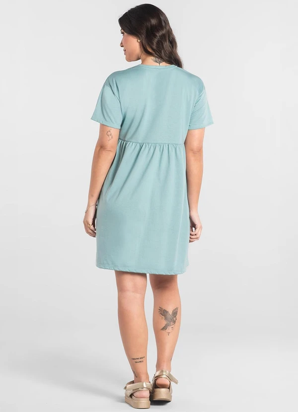 Just Basic - Vestido de Manga Curta em AlgodãoAzul 4