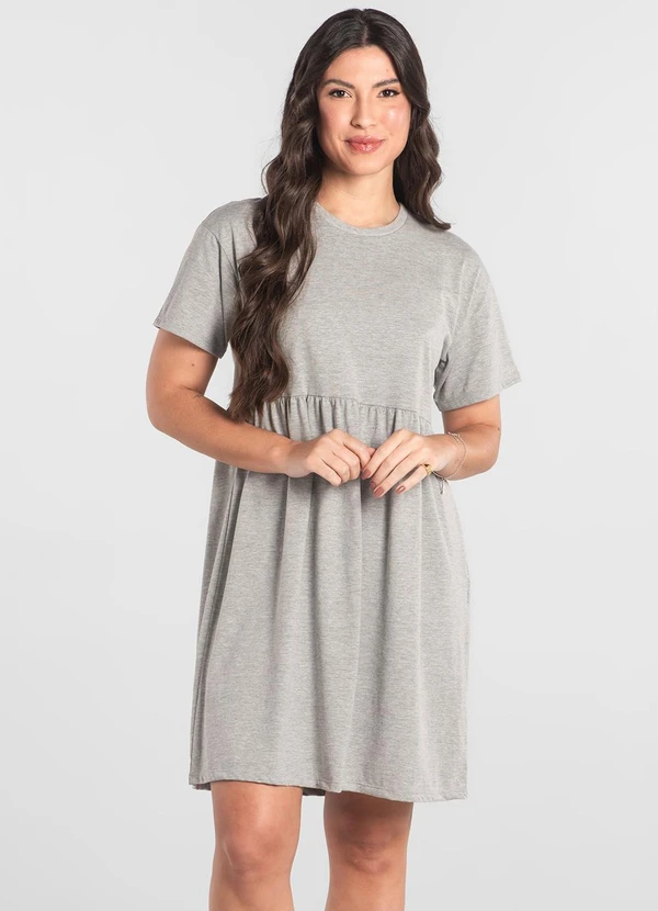 Just Basic - Vestido de Manga Curta em Algodão Cinza