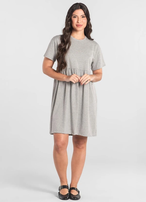 Just Basic - Vestido de Manga Curta em Algodão Cinza 3