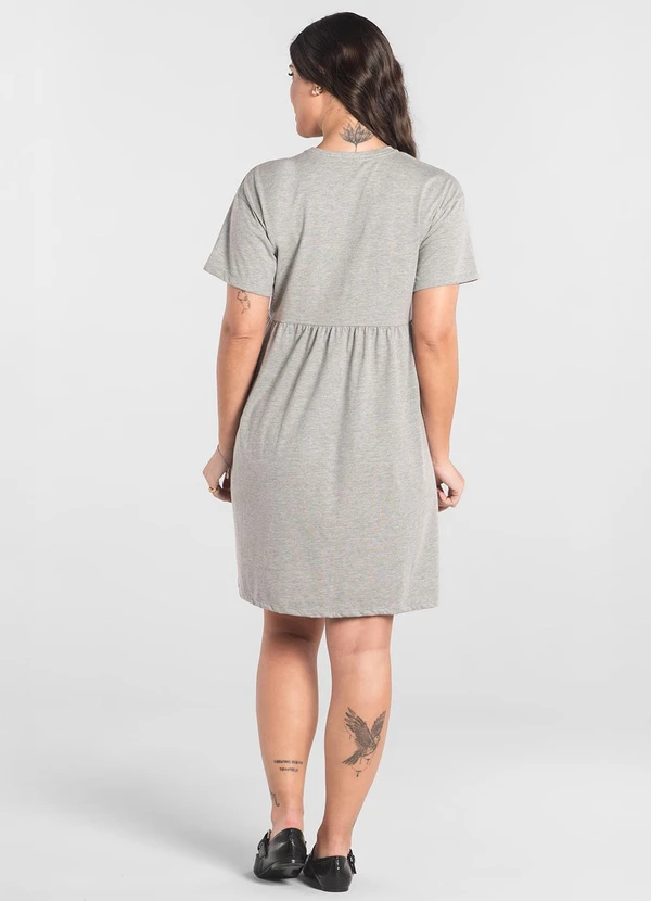 Just Basic - Vestido de Manga Curta em Algodão Cinza 4