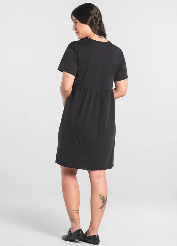 Just Basic - Vestido de Manga Curta em Algodão Preto 4