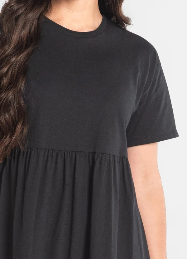 Just Basic - Vestido de Manga Curta em Algodão Preto 5