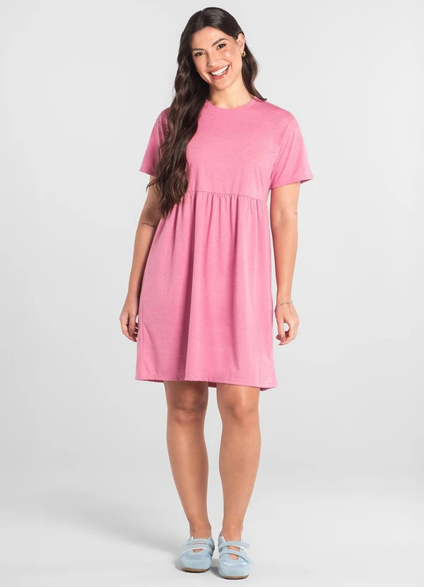 Just Basic - Vestido de Manga Curta em Algodão Rosa 3