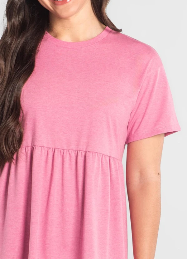 Just Basic - Vestido de Manga Curta em Algodão Rosa 5