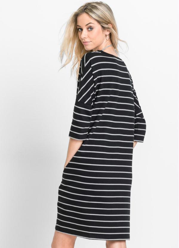 Outlet - Vestido de Moletom Oversized Estampado Preto 2