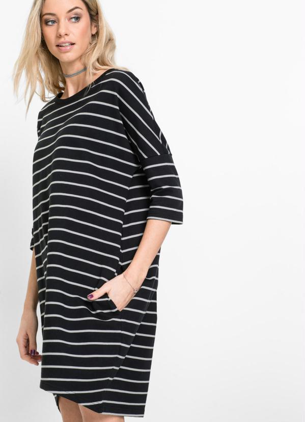 Outlet - Vestido de Moletom Oversized Estampado Preto 3