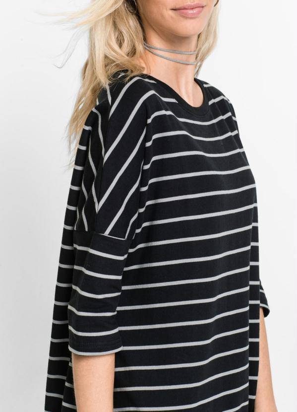 Outlet - Vestido de Moletom Oversized Estampado Preto 4