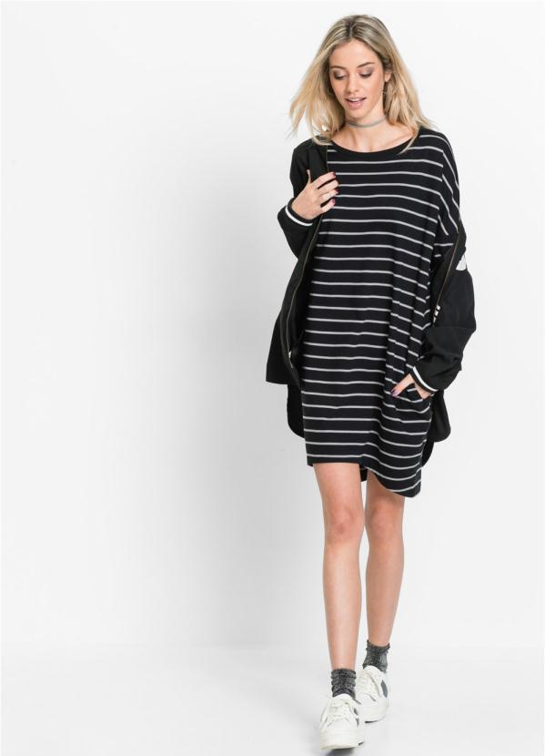Outlet - Vestido de Moletom Oversized Estampado Preto 5