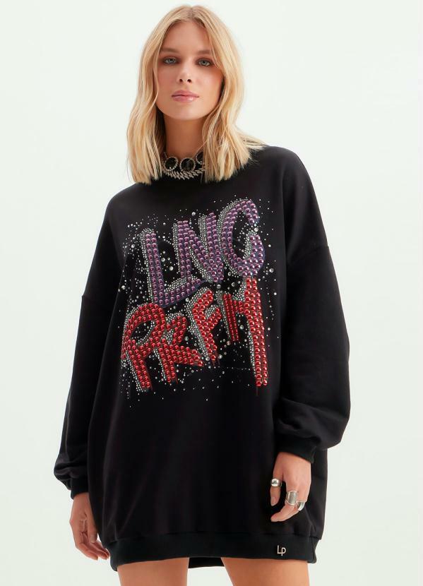 Lança Perfume - Vestido de Moletom Oversized Preto