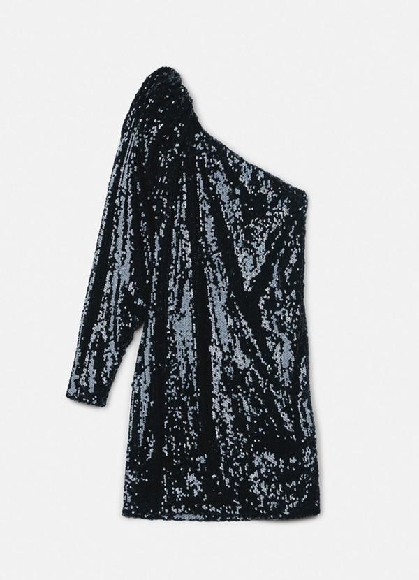 Authoria - Vestido de Paetê Preto com Manga Bufante Preto 2