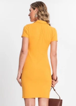 Endless - Vestido de Ribana Canelado Feminino Amarelo - ENDLESS