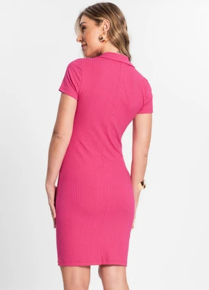 Endless - Vestido de Ribana Canelado Feminino Rosa - ENDLESS
