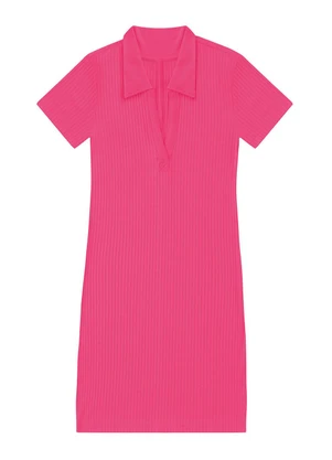 Endless - Vestido de Ribana Canelado Feminino Rosa - ENDLESS