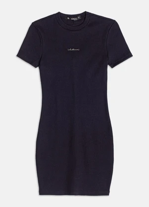 Authoria - Vestido de Ribana com Abertura Costas Preto - AUTHORIA