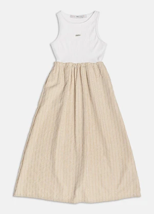 Authoria - Vestido de Tecido Listrado  Bege - AUTHORIA