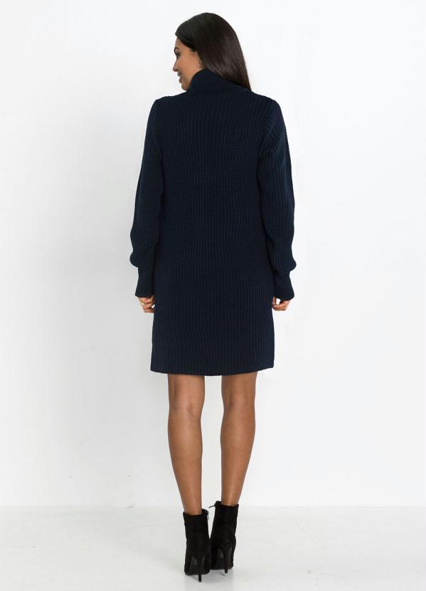 bonprix - Vestido de Tricô Gola Alta Azul Marinho 4