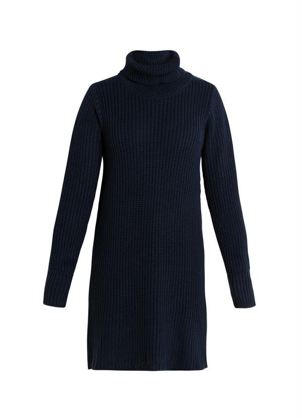 bonprix - Vestido de Tricô Gola Alta Azul Marinho 5