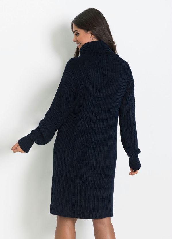 bonprix - Vestido de Tricô Gola Alta Azul Marinho 7