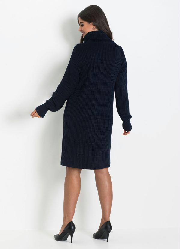 bonprix - Vestido de Tricô Gola Alta Azul Marinho 9