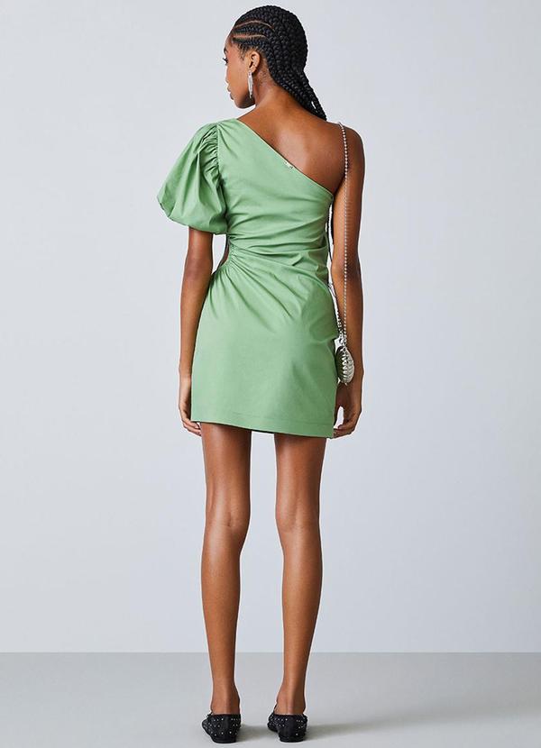 Authoria - Vestido de Tricoline com Manga Balonê Verde 4